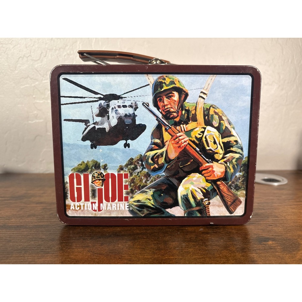 GI Joe Action Marine Metal Lunch Box Vintage Style Military Tin Tote Brown